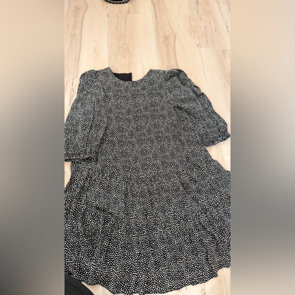 Zara Black and White Dotted Mini Dress